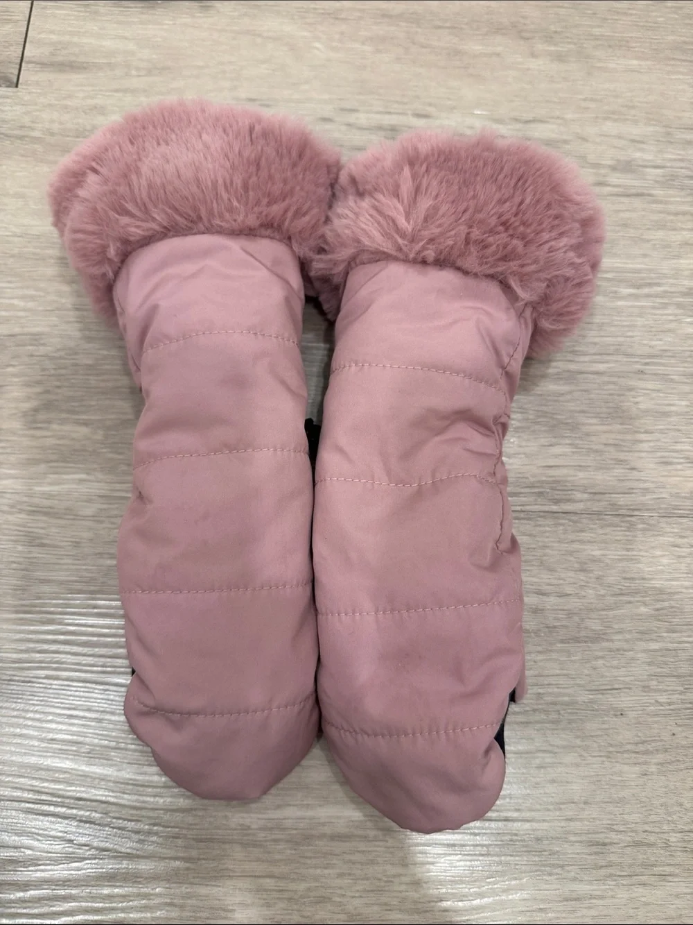 Kids Pink Fuzzy Mittens